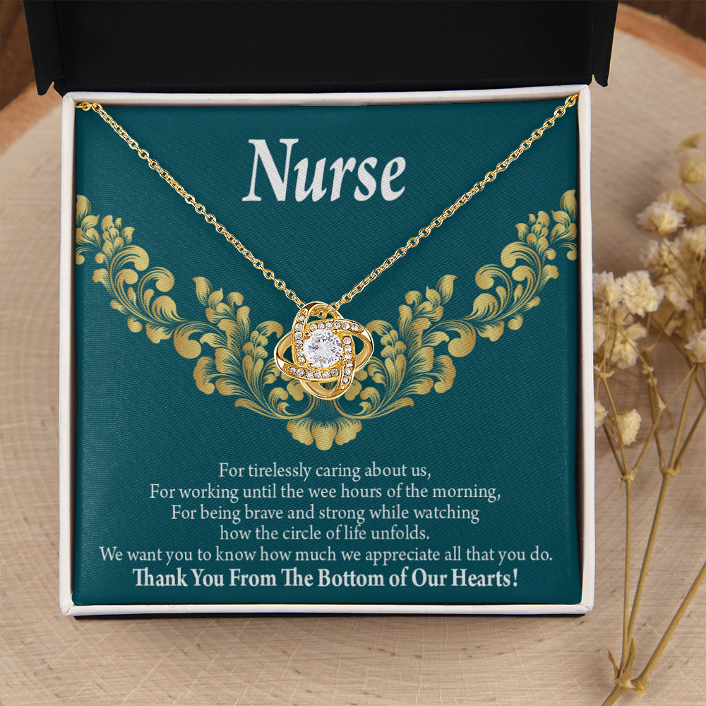 For Tirelessly Caring Healthcare Medical Worker Nurse Appreciation Gift Infinity Knot Necklace Message Card-Express Your Love Gifts