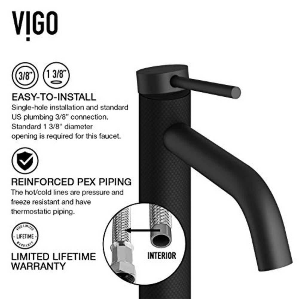 For VIGO 10" H Lexington Matte Black 1-Handle Single-Hole Vessel Water Sense Bathroom Sink Faucet-Express Your Love Gifts