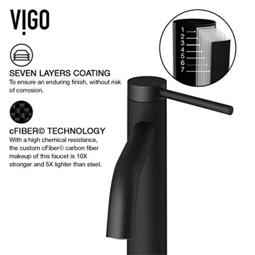 For VIGO 10" H Lexington Matte Black 1-Handle Single-Hole Vessel Water Sense Bathroom Sink Faucet-Express Your Love Gifts
