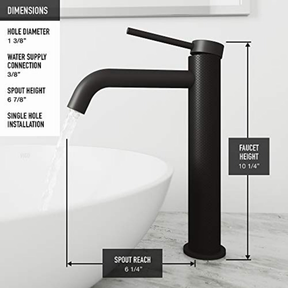 For VIGO 10" H Lexington Matte Black 1-Handle Single-Hole Vessel Water Sense Bathroom Sink Faucet-Express Your Love Gifts