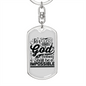 For With God Black Keychain Stainless Steel or 18k Gold Dog Tag Keyring-Express Your Love Gifts