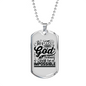 For With God Necklace Stainless Steel or 18k Gold Dog Tag 24" Chain-Express Your Love Gifts