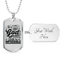 For With God Necklace Stainless Steel or 18k Gold Dog Tag 24" Chain-Express Your Love Gifts