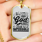 For With God Necklace Stainless Steel or 18k Gold Dog Tag 24" Chain-Express Your Love Gifts