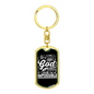 For With God White Keychain Stainless Steel or 18k Gold Dog Tag Keyring-Express Your Love Gifts