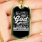 For With God White Necklace Stainless Steel or 18k Gold Dog Tag 24" Chain-Express Your Love Gifts
