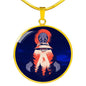 Forest Alien Circle Pendant UFO Alien Fan Necklace Stainless Steel or 18k Gold 18-22"-Express Your Love Gifts