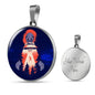Forest Alien Circle Pendant UFO Alien Fan Necklace Stainless Steel or 18k Gold 18-22"-Express Your Love Gifts