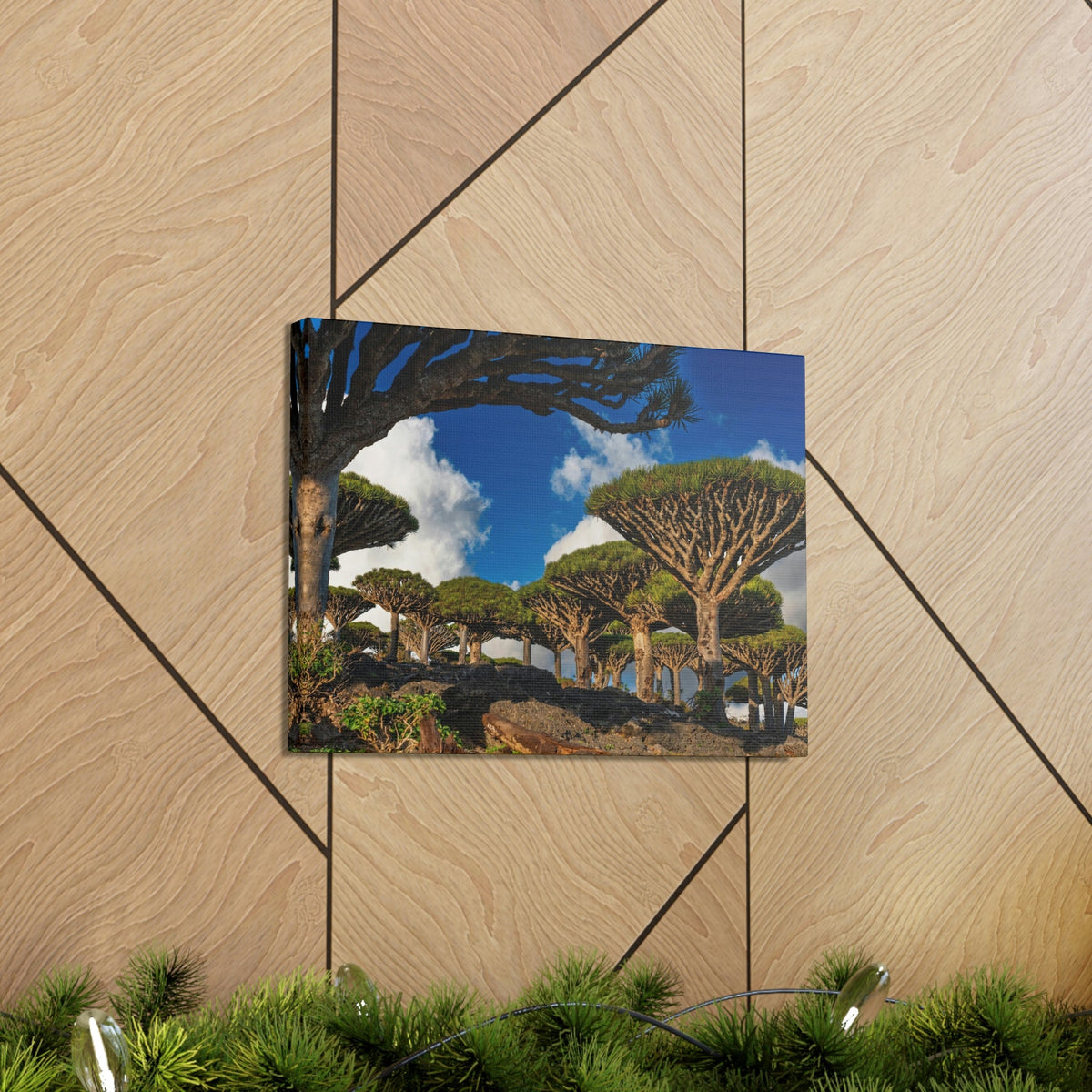 Forest Area With Lush Trees and Vegetation Scene Beautiful Amazing and Lovely Sea Beauty Nature Scene Big Mountains and Shore Wall Art Ready to Hang Unframed-Express Your Love Gifts