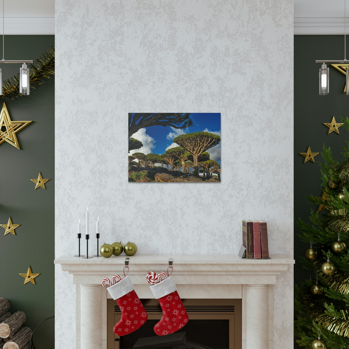 Forest Area With Lush Trees and Vegetation Scene Beautiful Amazing and Lovely Sea Beauty Nature Scene Big Mountains and Shore Wall Art Ready to Hang Unframed-Express Your Love Gifts