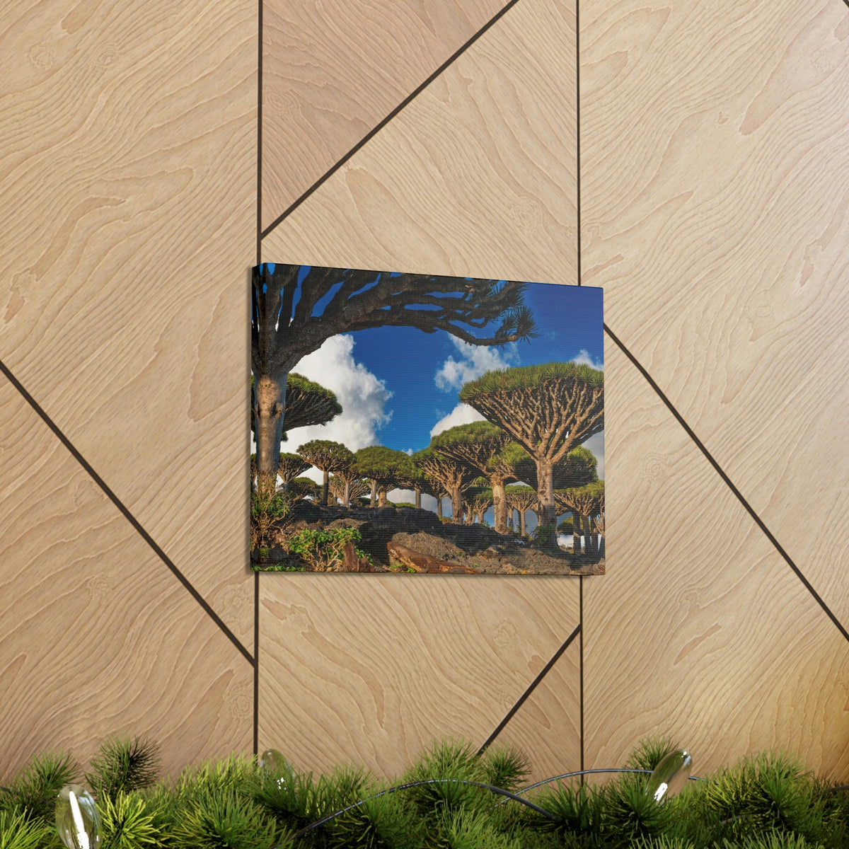 Forest Area With Lush Trees and Vegetation Scene Beautiful Amazing and Lovely Sea Beauty Nature Scene Big Mountains and Shore Wall Art Ready to Hang Unframed-Express Your Love Gifts