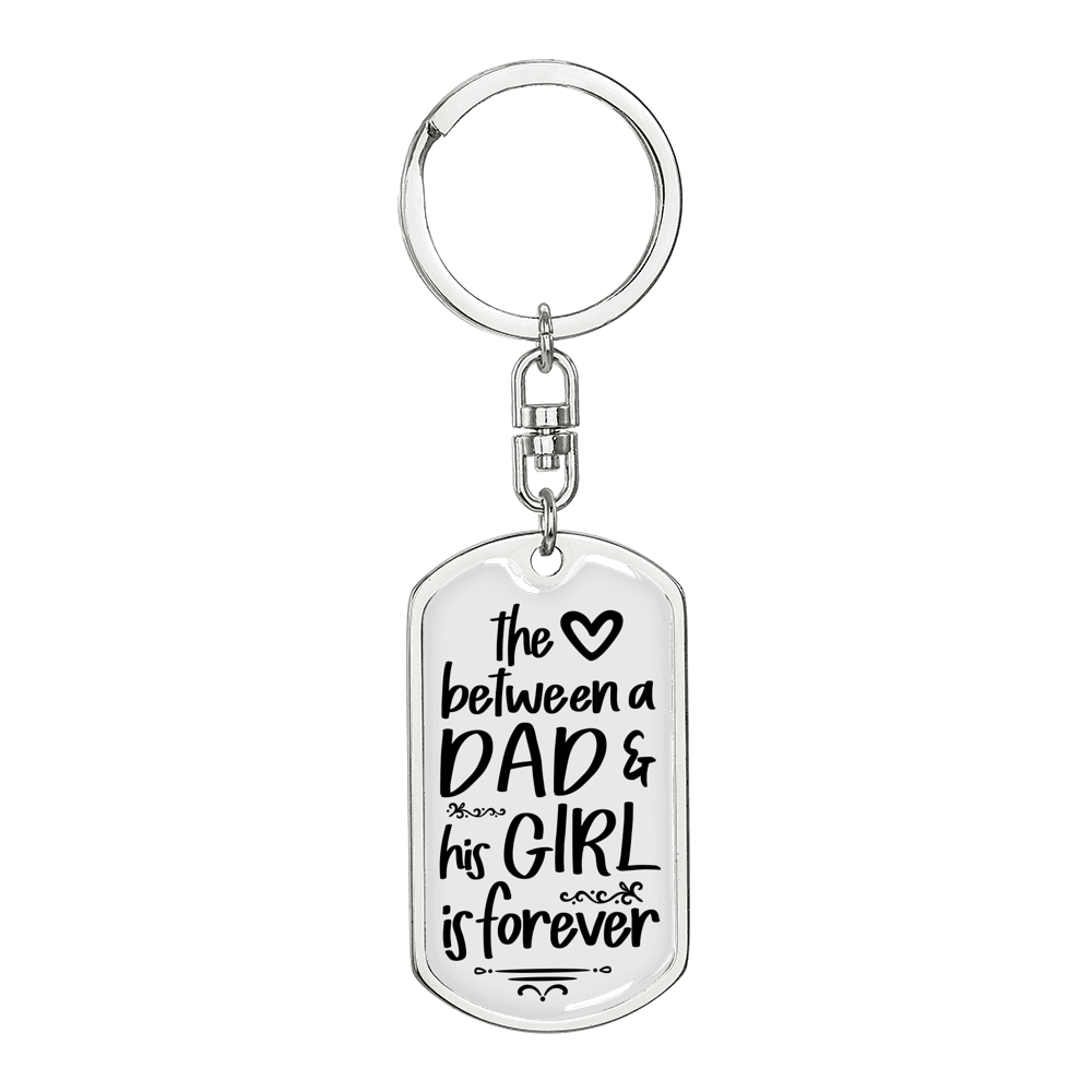 Forever Love Daughter To Dad Keychain Stainless Steel or 18k Gold Dog Tag Keyring-Express Your Love Gifts