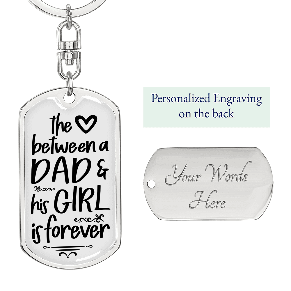 Forever Love Daughter To Dad Keychain Stainless Steel or 18k Gold Dog Tag Keyring-Express Your Love Gifts
