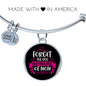 Forget Dog BewAre of Mom Bracelet Stainless Steel or 18k Gold Circle Bangle-Express Your Love Gifts