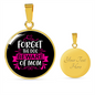 Forget Dog BewAre of Mom Circle Necklace Stainless Steel or 18k Gold 18-22"-Express Your Love Gifts
