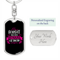 Forget Dog BewAre of Mom Keychain Stainless Steel or 18k Gold Dog Tag Keyring-Express Your Love Gifts