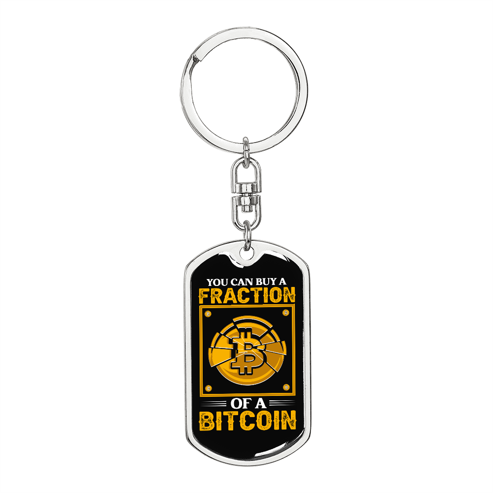 Fraction of a Bitcoin Crypto Keychain Stainless Steel or 18k Gold Dog Tag Keyring-Express Your Love Gifts