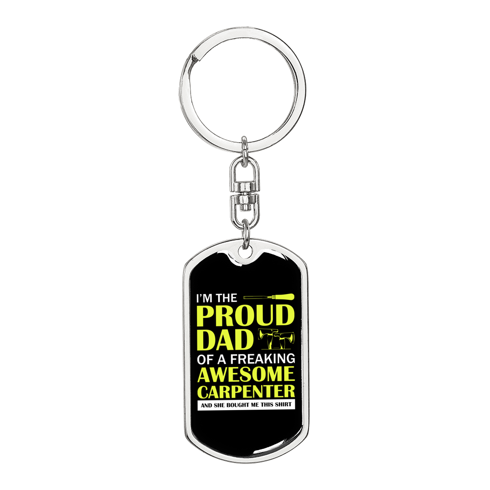 Freaking Awesome Carpenter Daughter Swivel Keychain Woodworker Dog Tag Stainless Steel or 18k Gold-Express Your Love Gifts