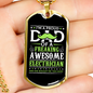 Freaking Awesome Electrician Necklace Stainless Steel or 18k Gold Dog Tag 24" Chain-Express Your Love Gifts