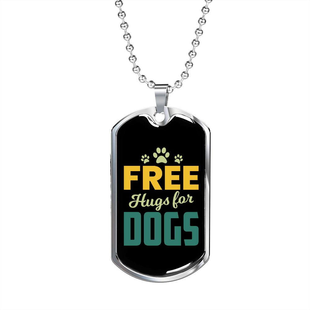 Free Hugs Necklace Stainless Steel or 18k Gold Dog Tag 24" Chain-Express Your Love Gifts