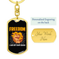 Freedom Crypto Keychain Stainless Steel or 18k Gold Dog Tag Keyring-Express Your Love Gifts