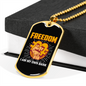 Freedom Crypto Necklace Stainless Steel or 18k Gold Dog Tag 24" Chain-Express Your Love Gifts