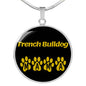 French Bulldog Mama Circle Necklace Stainless Steel or 18k Gold 18-22" Dog Owner Lover-Express Your Love Gifts
