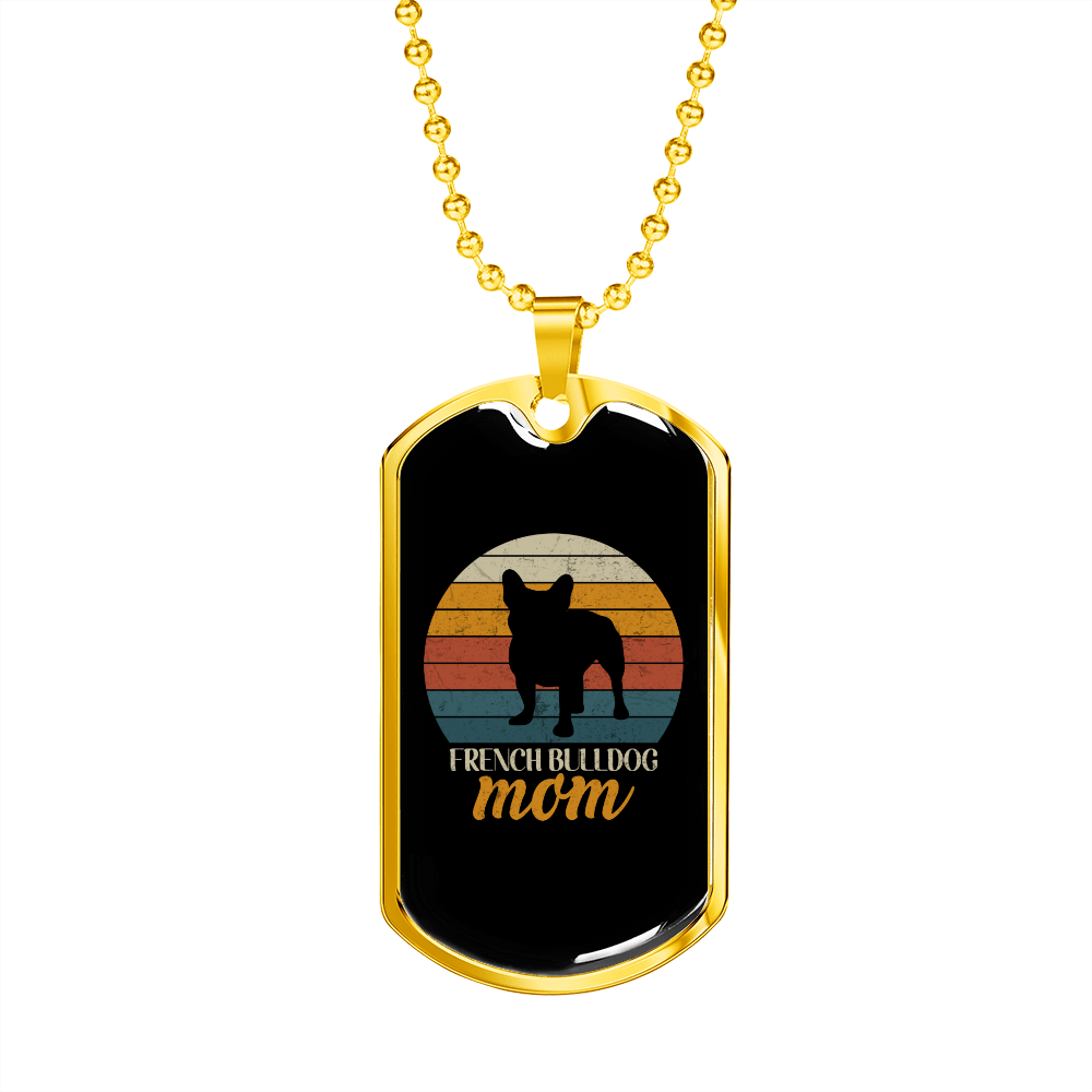 French Bulldog Mom Necklace Stainless Steel or 18k Gold Dog Tag 24" Chain-Express Your Love Gifts