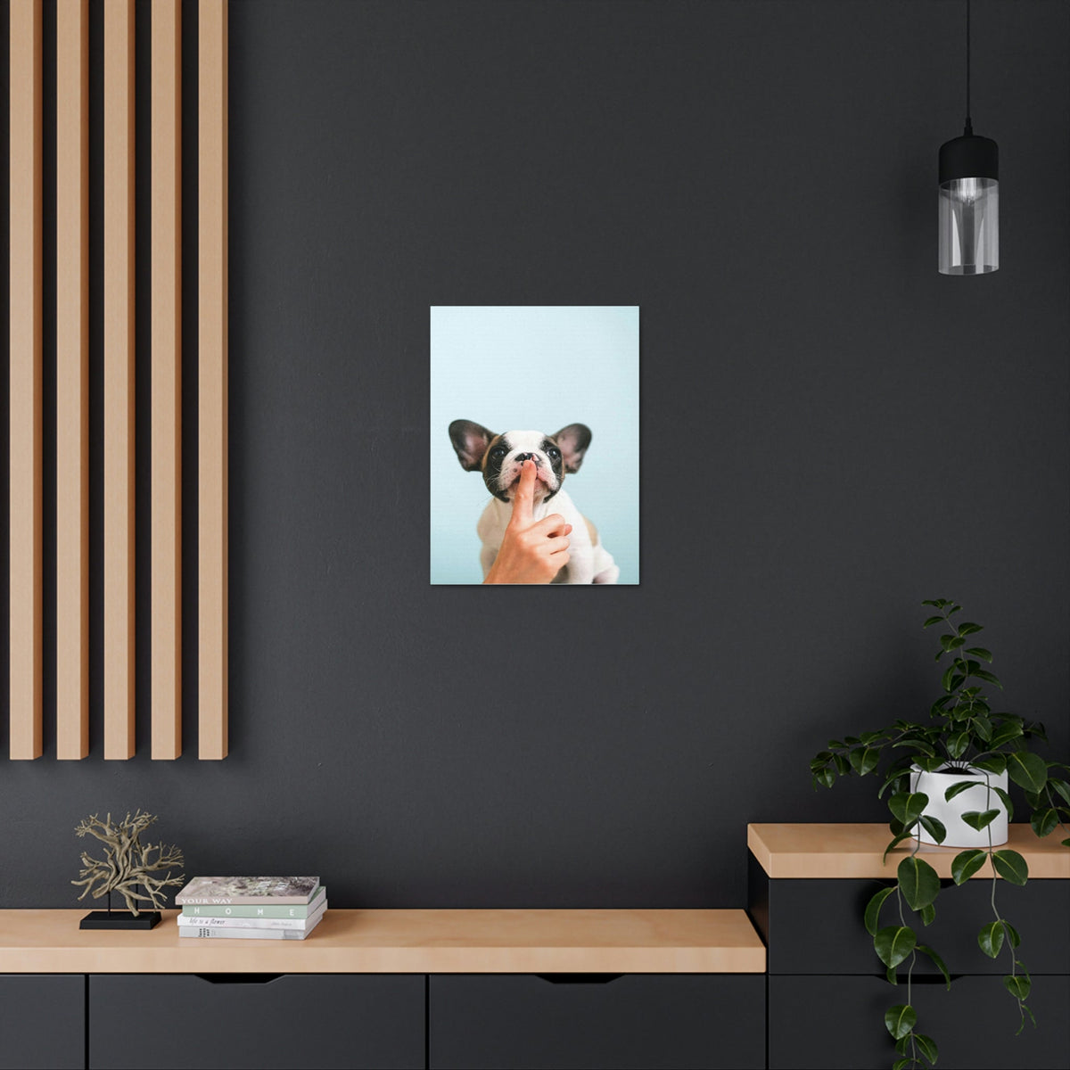 French Bulldog Says Quiet Canvas Wall Art Unframed-Express Your Love Gifts