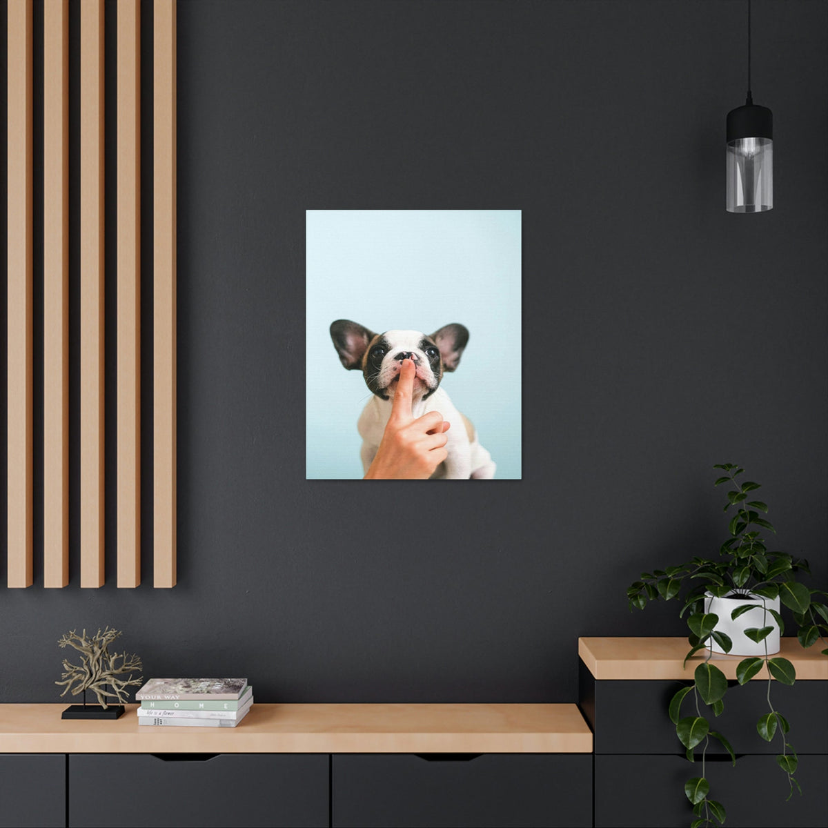 French Bulldog Says Quiet Canvas Wall Art Unframed-Express Your Love Gifts