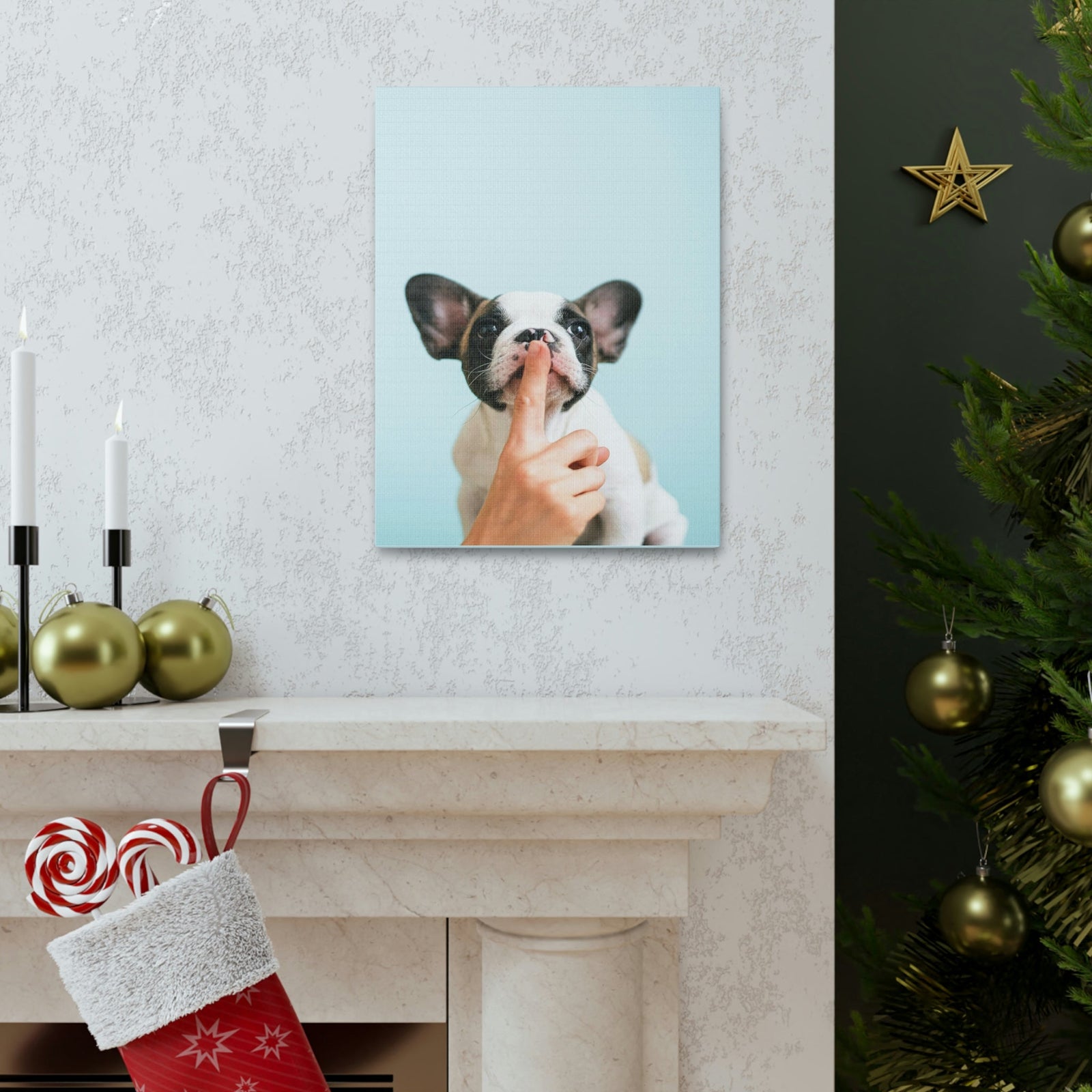 French Bulldog Says Quiet Canvas Wall Art Unframed-Express Your Love Gifts