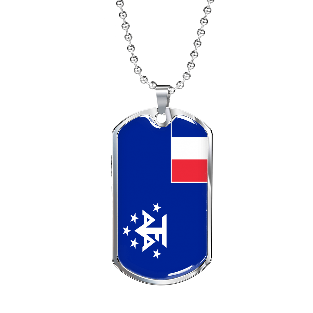 French Guiana And Antartic Flag Necklace Stainless Steel or 18k Gold Dog Tag 24" Chain-Express Your Love Gifts
