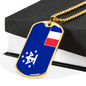 French Guiana And Antartic Flag Necklace Stainless Steel or 18k Gold Dog Tag 24" Chain-Express Your Love Gifts