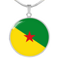 French Guiana Flag Necklace Circle Pendant Stainless Steel or 18k Gold 18-22"-Express Your Love Gifts