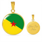 French Guiana Flag Necklace Circle Pendant Stainless Steel or 18k Gold 18-22"-Express Your Love Gifts
