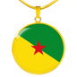 French Guiana Flag Necklace Circle Pendant Stainless Steel or 18k Gold 18-22"-Express Your Love Gifts