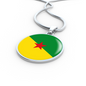 French Guiana Flag Necklace Circle Pendant Stainless Steel or 18k Gold 18-22"-Express Your Love Gifts