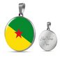 French Guiana Flag Necklace Circle Pendant Stainless Steel or 18k Gold 18-22"-Express Your Love Gifts