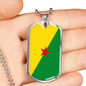 French Guiana Flag Necklace Stainless Steel or 18k Gold Dog Tag 24" Chain-Express Your Love Gifts