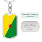 French Guiana Flag Swivel Keychain Dog Tag Stainless Steel or 18k Gold-Express Your Love Gifts