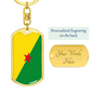 French Guiana Flag Swivel Keychain Dog Tag Stainless Steel or 18k Gold-Express Your Love Gifts