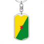 French Guiana Flag Swivel Keychain Dog Tag Stainless Steel or 18k Gold-Express Your Love Gifts