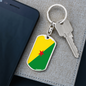 French Guiana Flag Swivel Keychain Dog Tag Stainless Steel or 18k Gold-Express Your Love Gifts