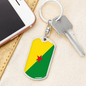 French Guiana Flag Swivel Keychain Dog Tag Stainless Steel or 18k Gold-Express Your Love Gifts