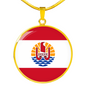 French Polynesia Flag Necklace Circle Pendant Stainless Steel or 18k Gold 18-22"-Express Your Love Gifts