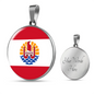 French Polynesia Flag Necklace Circle Pendant Stainless Steel or 18k Gold 18-22"-Express Your Love Gifts