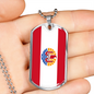 French Polynesia Flag Necklace Stainless Steel or 18k Gold Dog Tag 24" Chain-Express Your Love Gifts