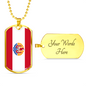 French Polynesia Flag Necklace Stainless Steel or 18k Gold Dog Tag 24" Chain-Express Your Love Gifts
