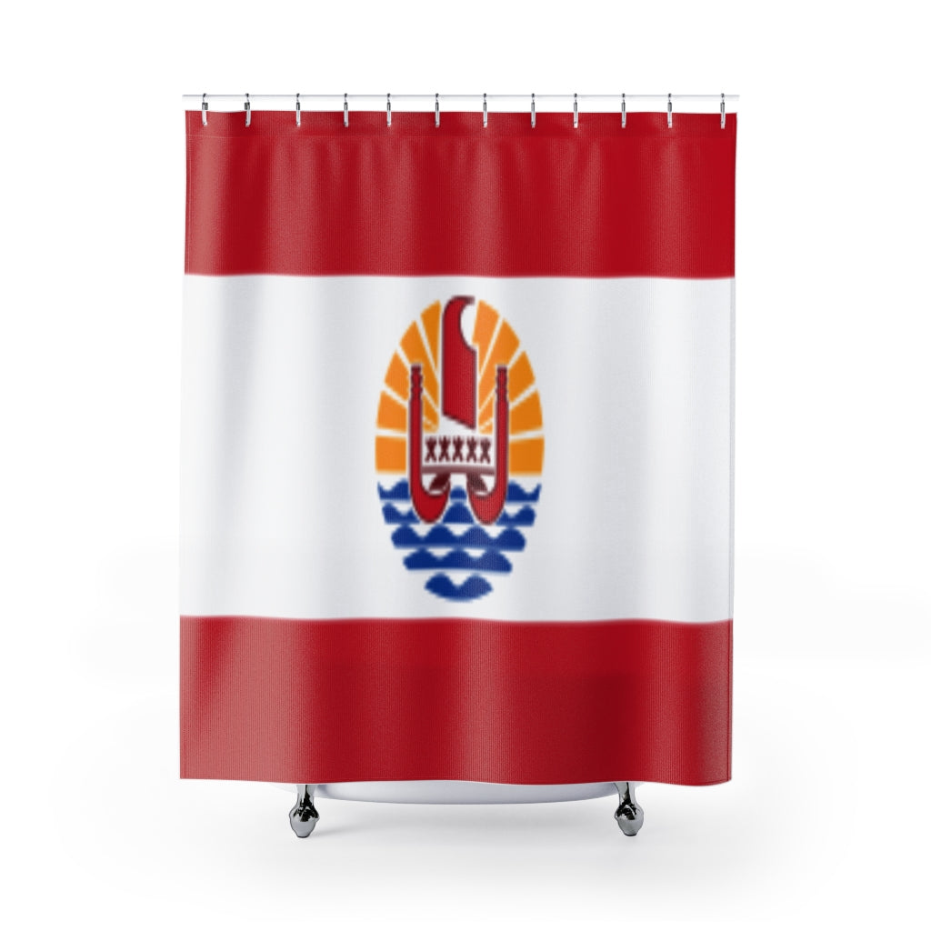 French Polynesia Flag Stylish Design 71" x 74" Elegant Waterproof Shower Curtain for a Spa-like Bathroom Paradise Exceptional Craftsmanship-Express Your Love Gifts