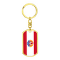French Polynesia Flag Swivel Keychain Dog Tag Stainless Steel or 18k Gold-Express Your Love Gifts